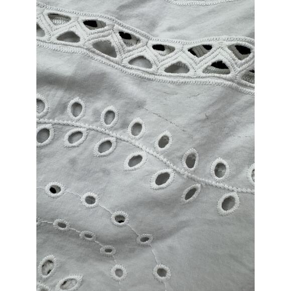 Madewell White Eyelet Angelica Cotton Top XS White Boho Peasant Americana - Picture 15 of 16